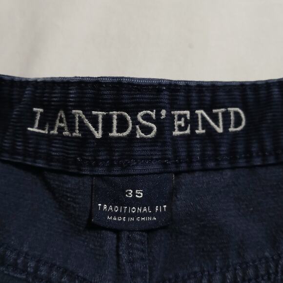 Lands' End Men's 35x31 Traditional Fit Navy Blue Corduroy Pants Cotton/Poly Blnd - Picture 2 of 11